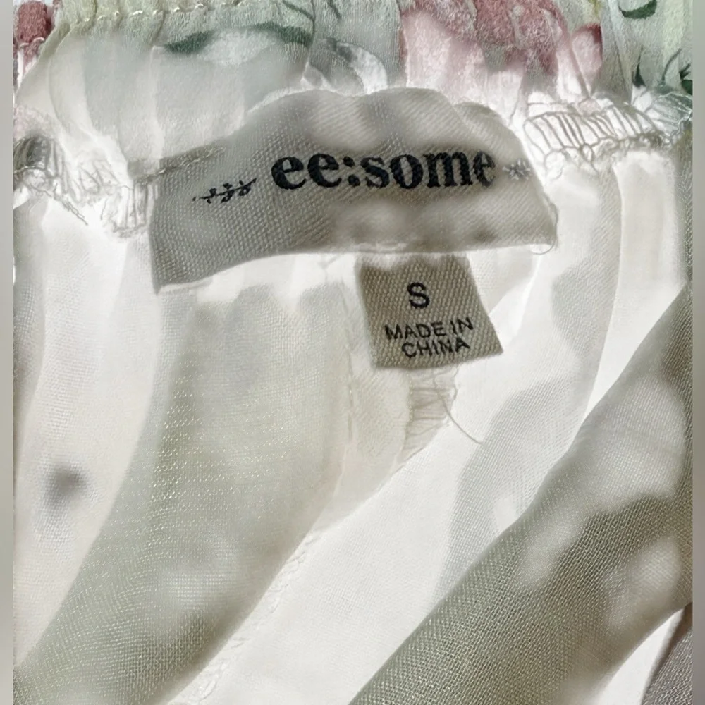 eesome brand women's blouse with floral pattern off-the-shoulder neckline Small - Picture 6 of 11